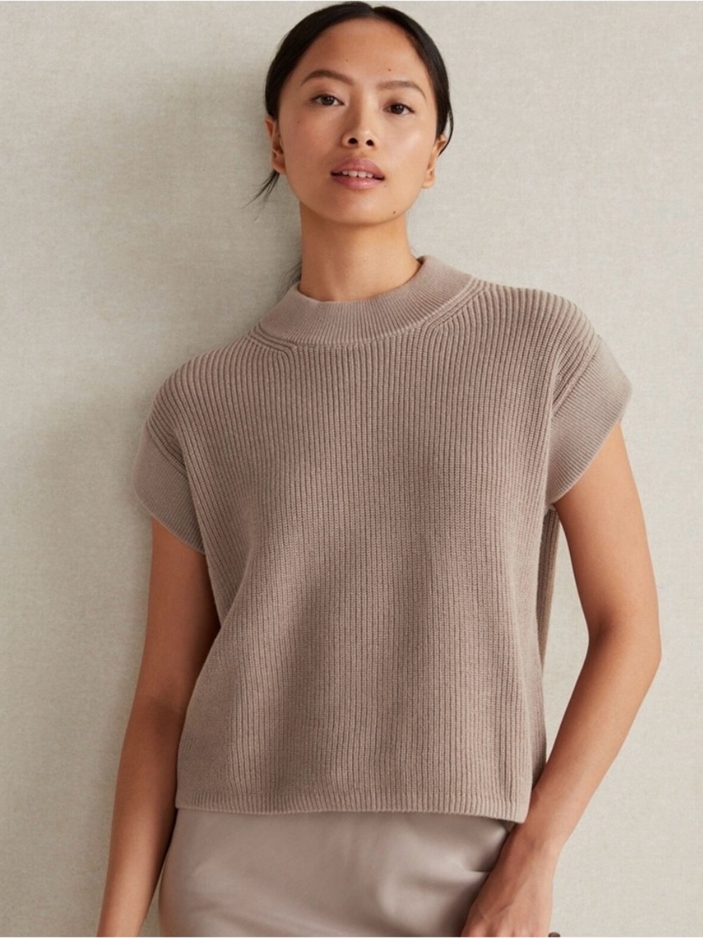 HAVEN WELL WITHIN Organic Cotton Short Sleeve Sweater in Mushroom Taupe